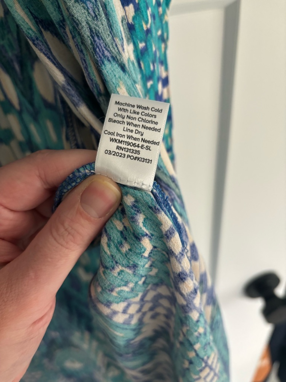 Evereve Teal, Blue & Cream Printed Layering Kimono - Picture 4 of 6